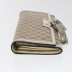 CELINE Macadam Canvas Long Wallet Leather Beige  kk176