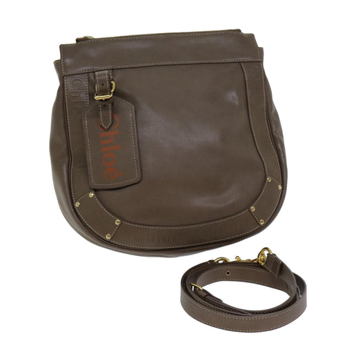 Chloe Shoulder Bag Leather Brown kk255
