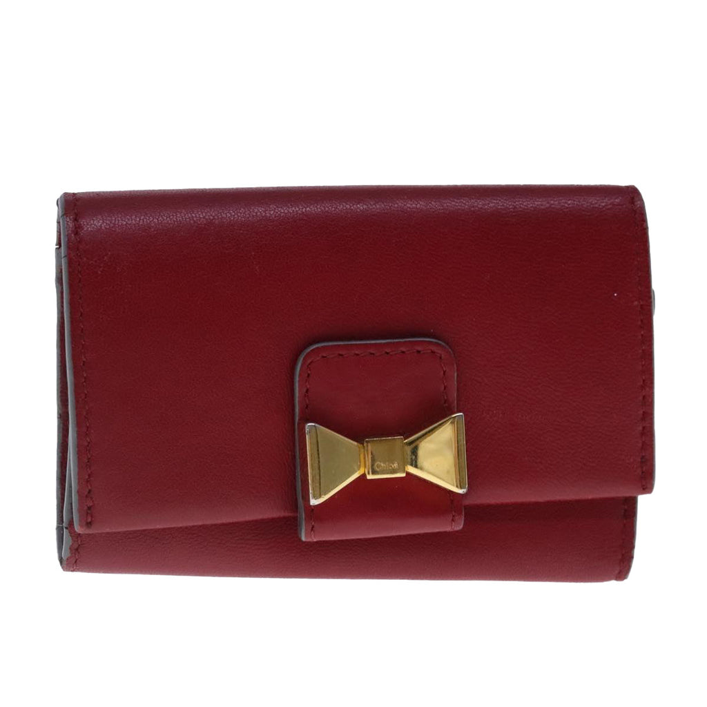 Chloe Key Case Wallet Leather Red Gold kk359