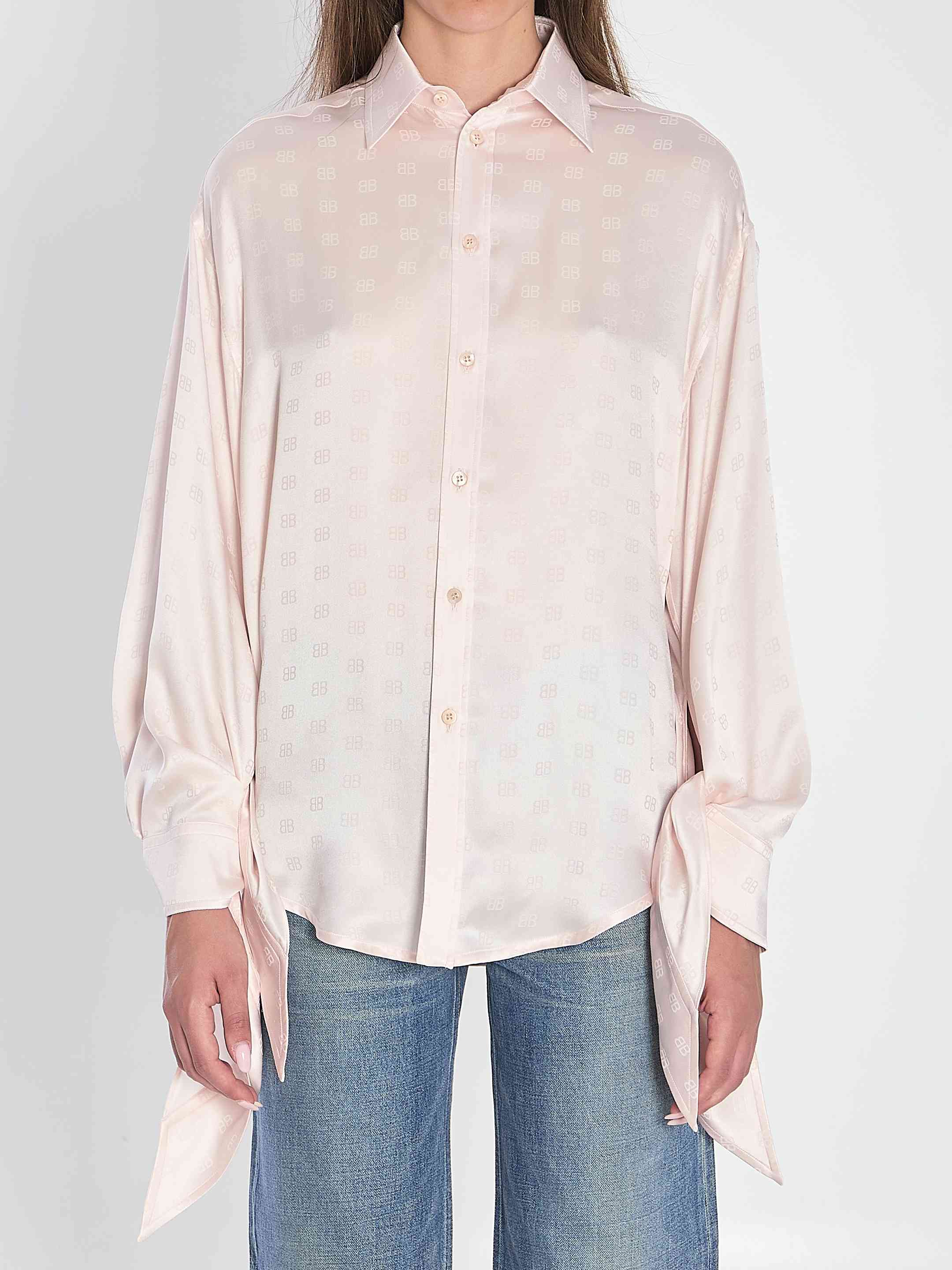 Balenciaga Women Silk Shirt With Knotted Cuffs