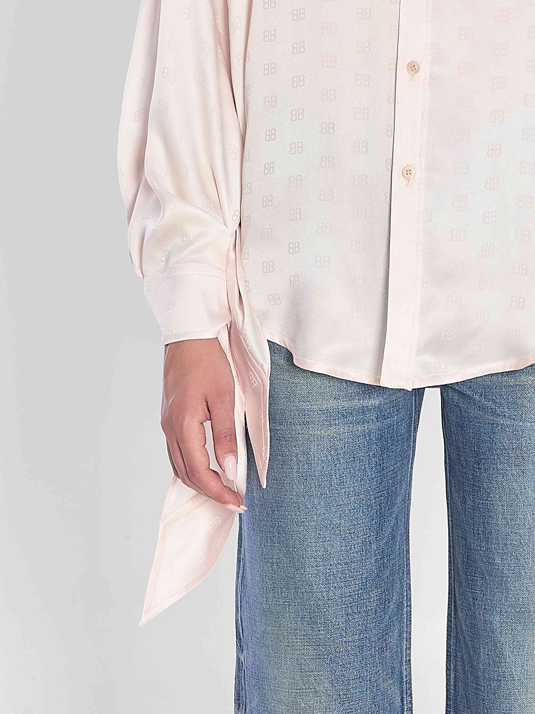 Balenciaga Women Silk Shirt With Knotted Cuffs