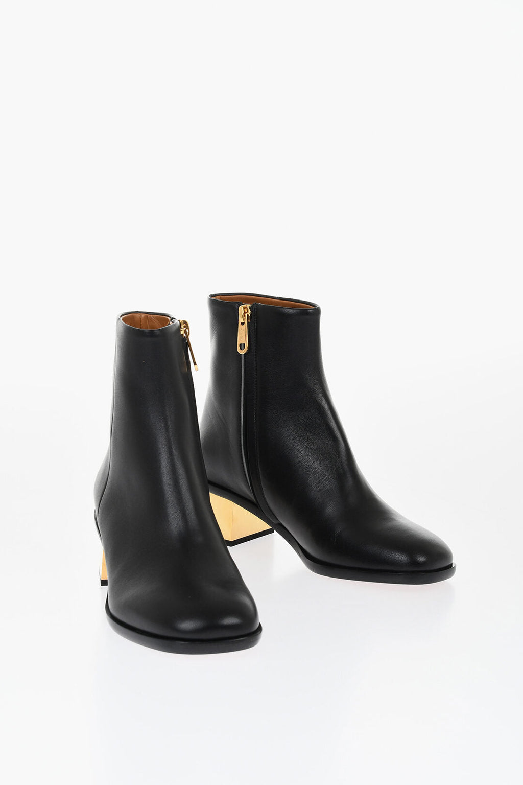 Chloe Leather Booties With Metallica Effect Heel 5 cm
