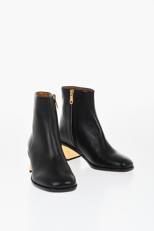 Chloe Leather Booties With Metallica Effect Heel 5 cm