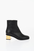 Chloe Leather Booties With Metallica Effect Heel 5 cm