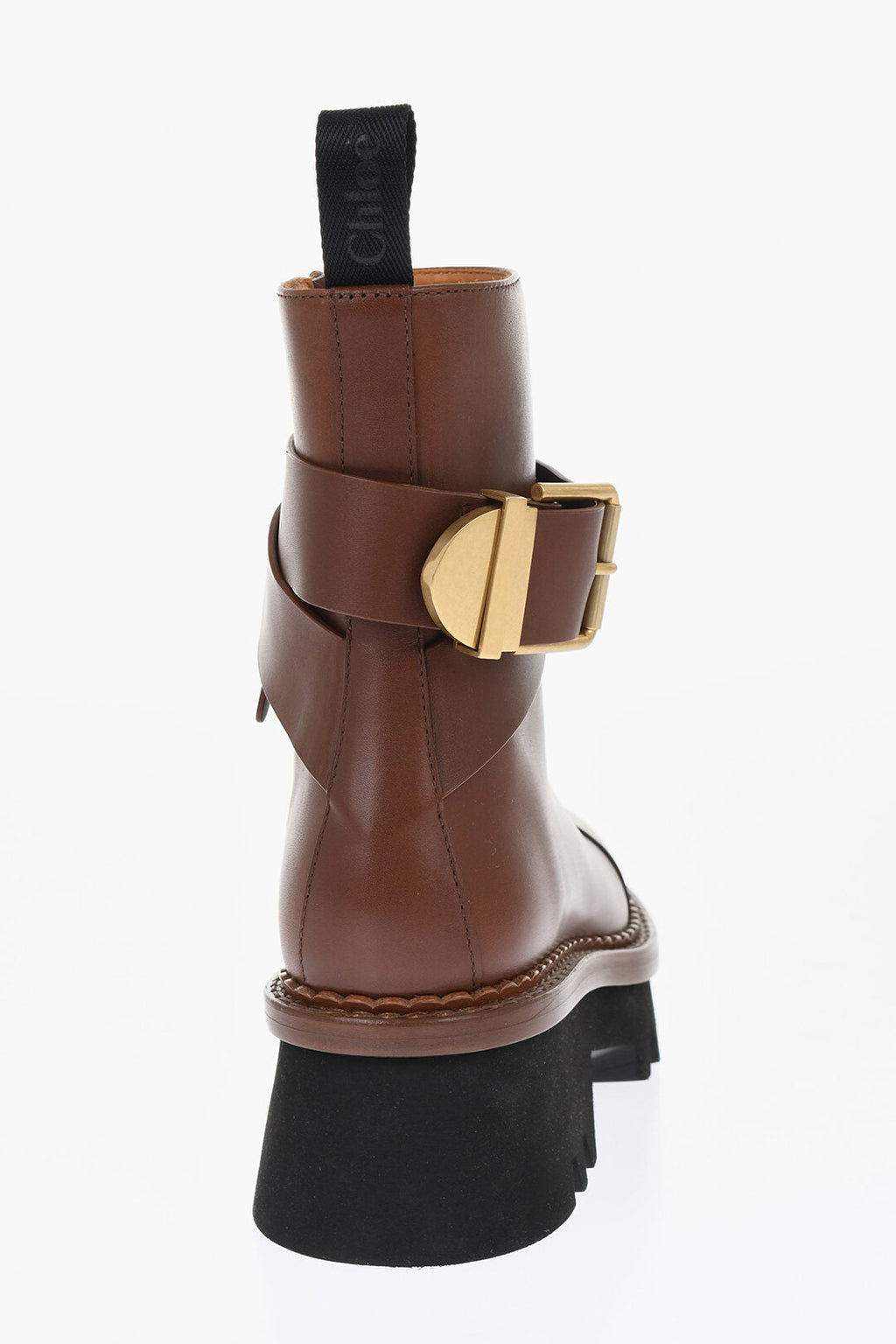 Chloe Leather Boots With Buckle Detail And Tank Sole