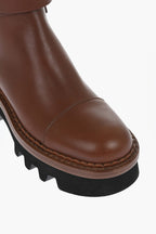 Chloe Leather Boots With Buckle Detail And Tank Sole