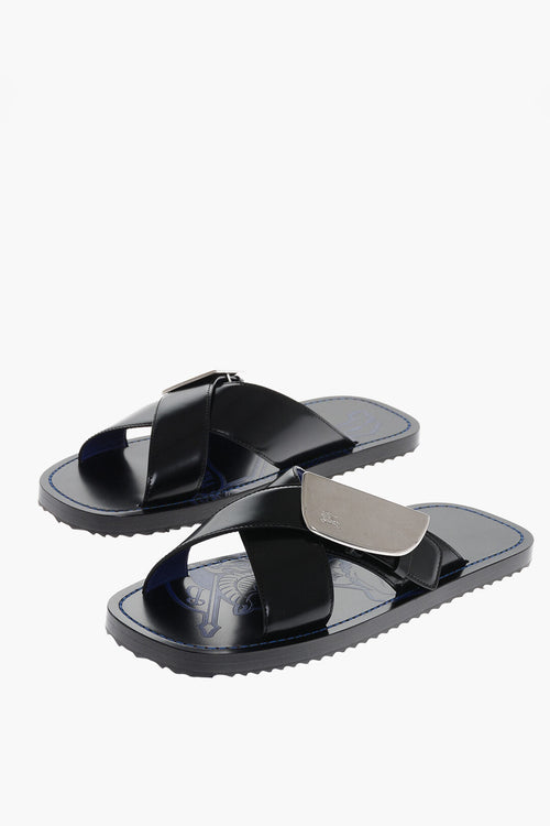 Burberry Leather Sandals with Plaque