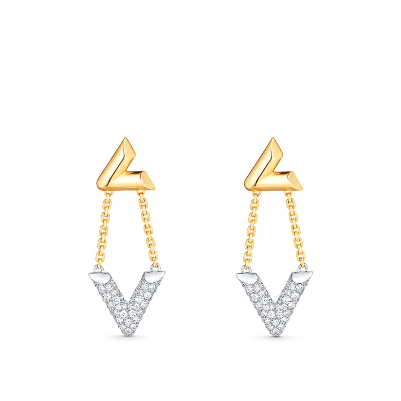 Louis Vuitton VOLT GOLD DIAMOND DROP EARRINGS