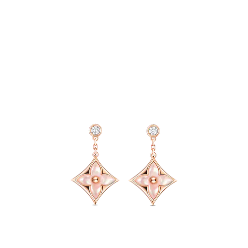 Louis Vuitton DOUBLE STAR PINK GOLD MOP DROP EARRINGS