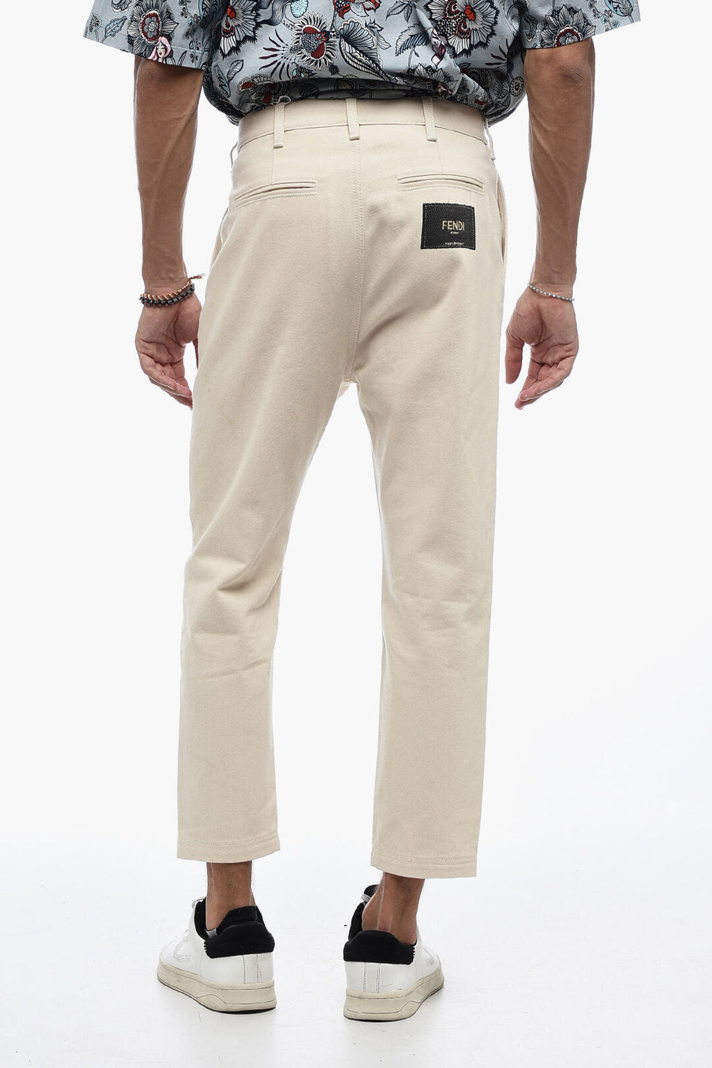 Fendi Low-crotch Cropped Pants with Pleats