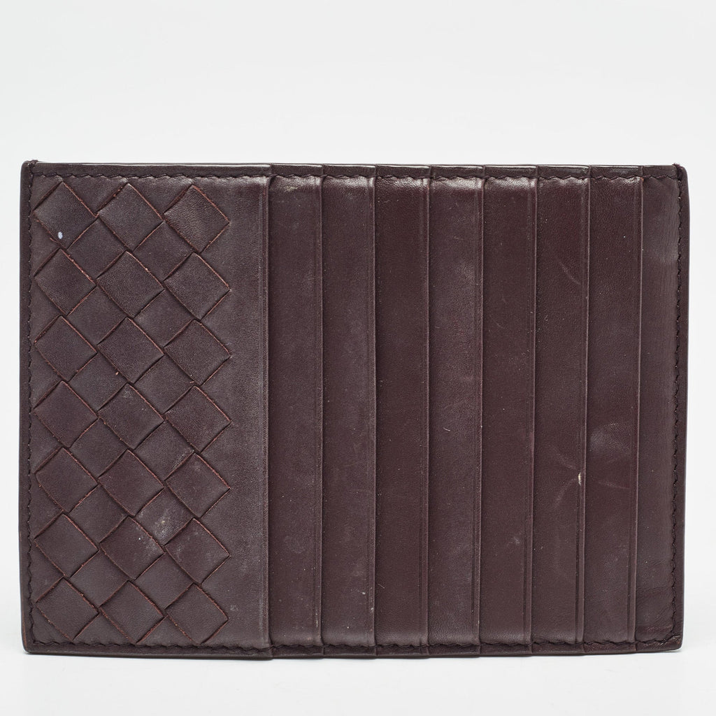 BOTTEGA VENETA Dark Burgundy Intrecciato Leather Card Holder