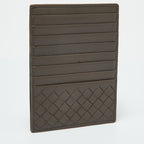 BOTTEGA VENETA Grey Intrecciato Leather Zip Card Holder