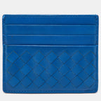 BOTTEGA VENETA Blue Intrecciato Leather Card Holder