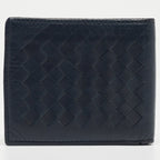 BOTTEGA VENETA Blue Intrecciato Leather Bifold Wallet