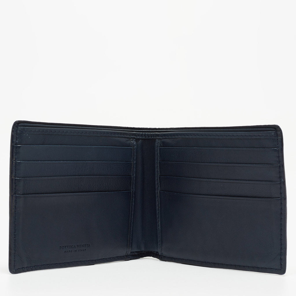 BOTTEGA VENETA Blue Intrecciato Leather Bifold Wallet