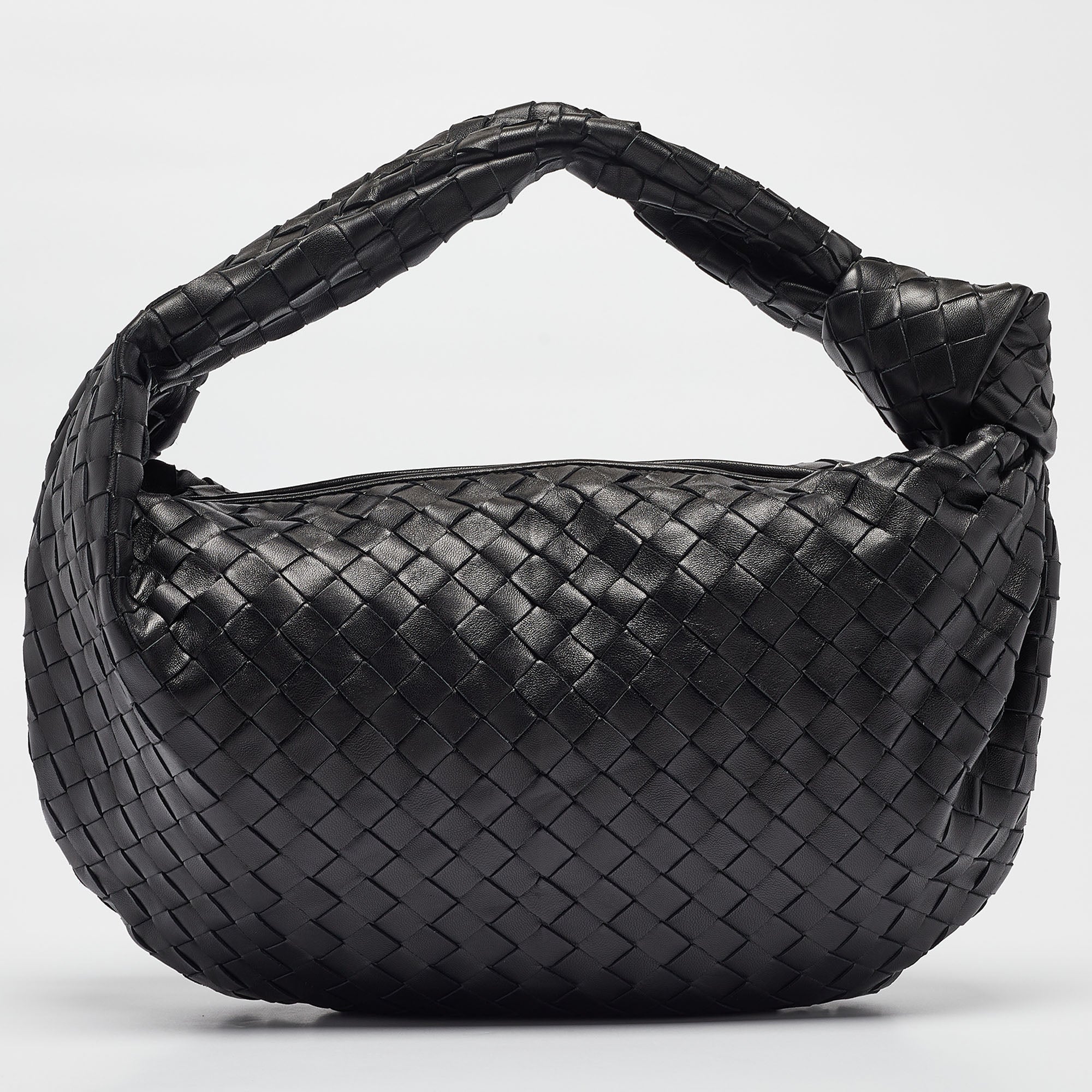 BOTTEGA VENETA Black Intrecciato Leather Small Jodie Hobo