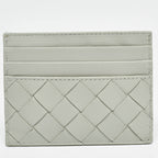 BOTTEGA VENETA Light Grey Intrecciato Leather Card Holder