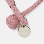 BOTTEGA VENETA Intrecciato Leather Silver Tone Bracelet