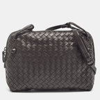 BOTTEGA VENETA Dark Brown Intrecciato Leather Nodini Crossbody Bag