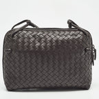 BOTTEGA VENETA Dark Brown Intrecciato Leather Nodini Crossbody Bag