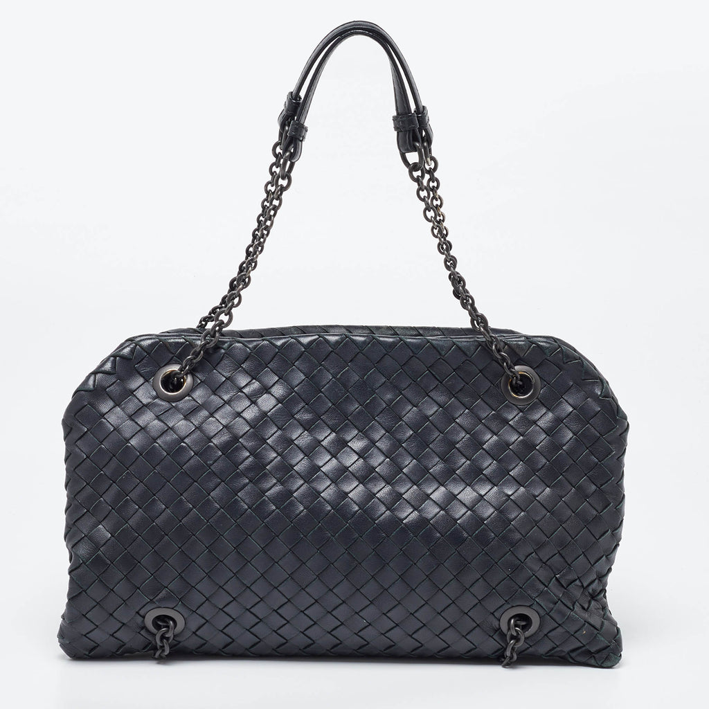 BOTTEGA VENETA Black Intrecciato Leather Shoulder Bag