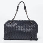 BOTTEGA VENETA Black Intrecciato Leather Shoulder Bag