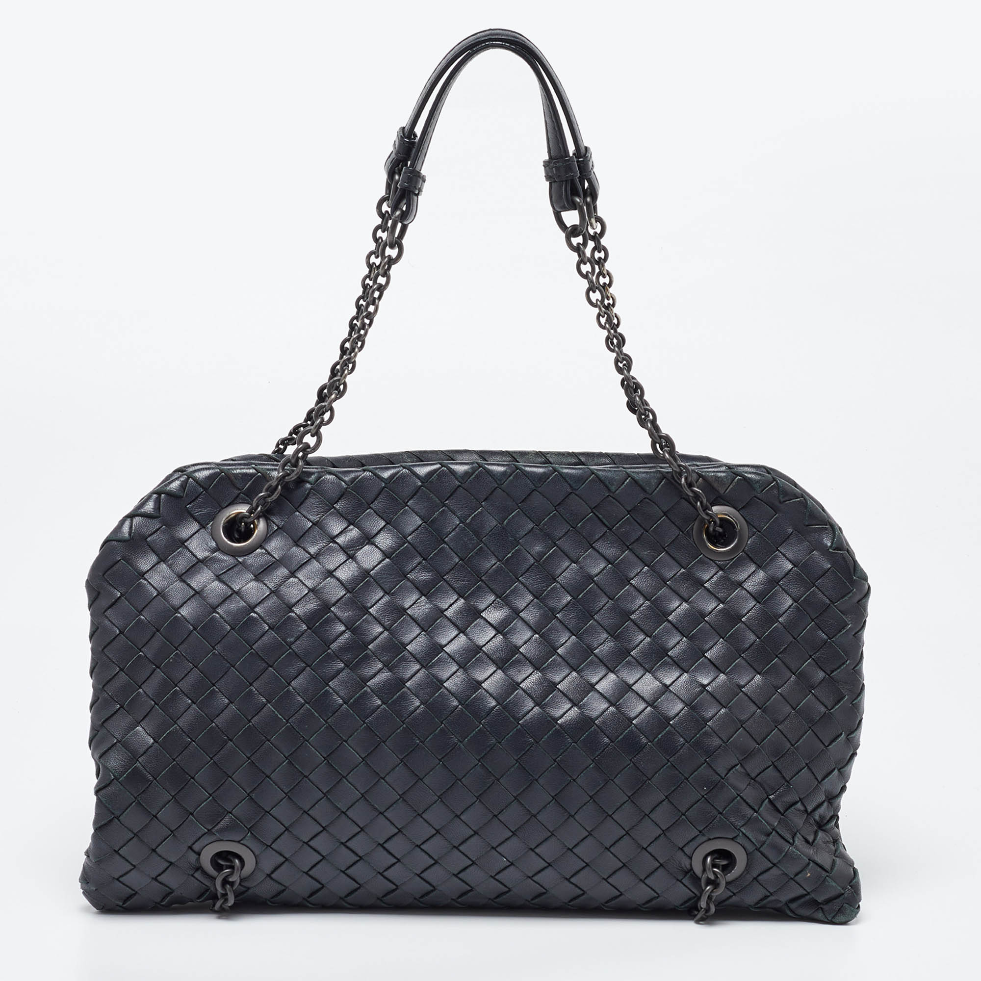 BOTTEGA VENETA Black Intrecciato Leather Shoulder Bag