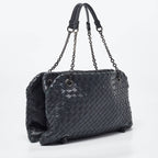 BOTTEGA VENETA Black Intrecciato Leather Shoulder Bag