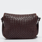 BOTTEGA VENETA Burgundy Intrecciato Leather Flap Crossbody Bag