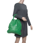 Bottega Veneta Green Leather Braided Handle Hobo