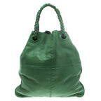 Bottega Veneta Green Leather Braided Handle Hobo