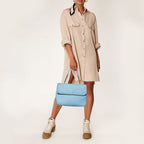 Bottega Veneta Light Blue Intrecciato Leather Medium Olimpia Shoulder Bag