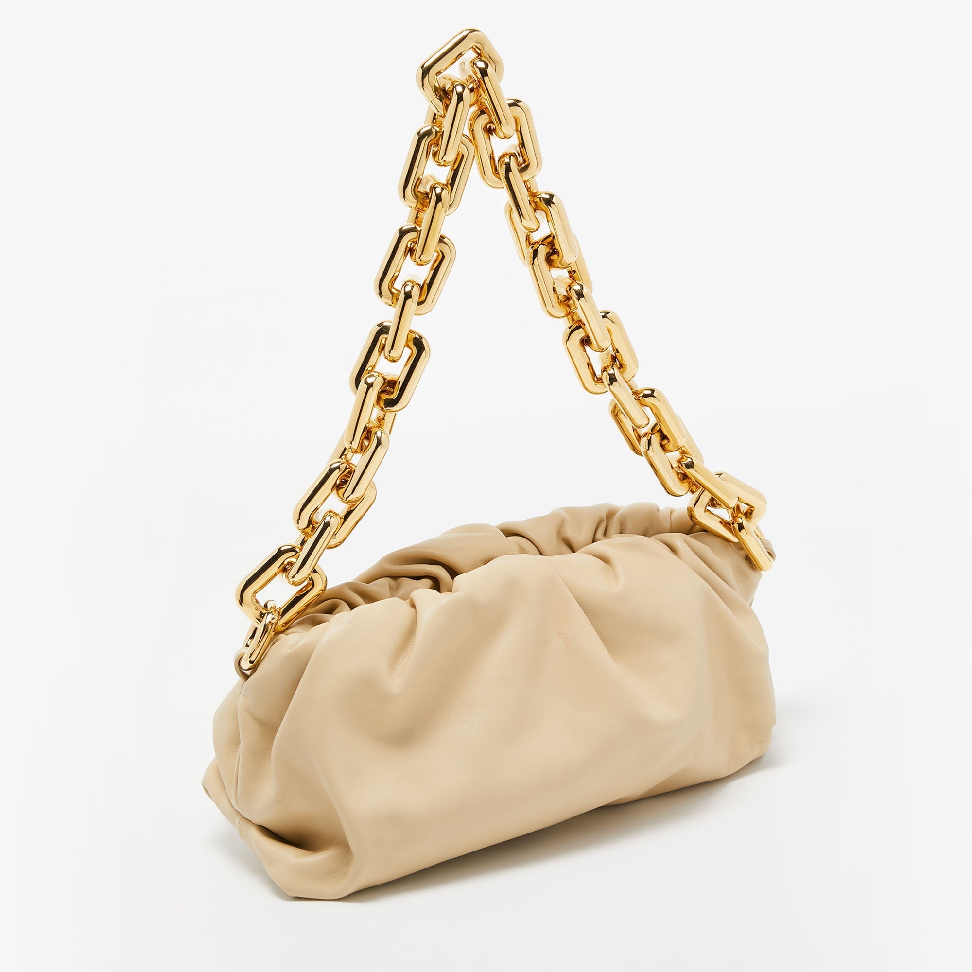 BOTTEGA VENETA Beige Leather The Chain Pouch Bag
