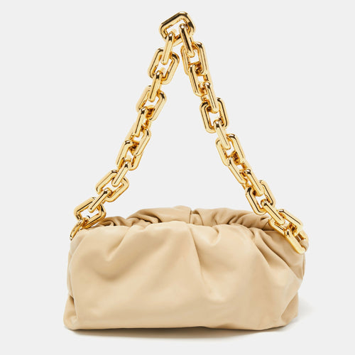 BOTTEGA VENETA Beige Leather The Chain Pouch Bag