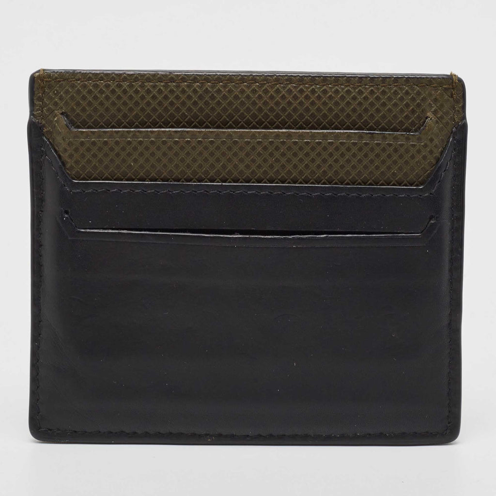 BOTTEGA VENETA Black/Olive Green Leather Card Holder
