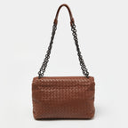 BOTTEGA VENETA Brown Intrecciato Leather Olimpia Shoulder Bag