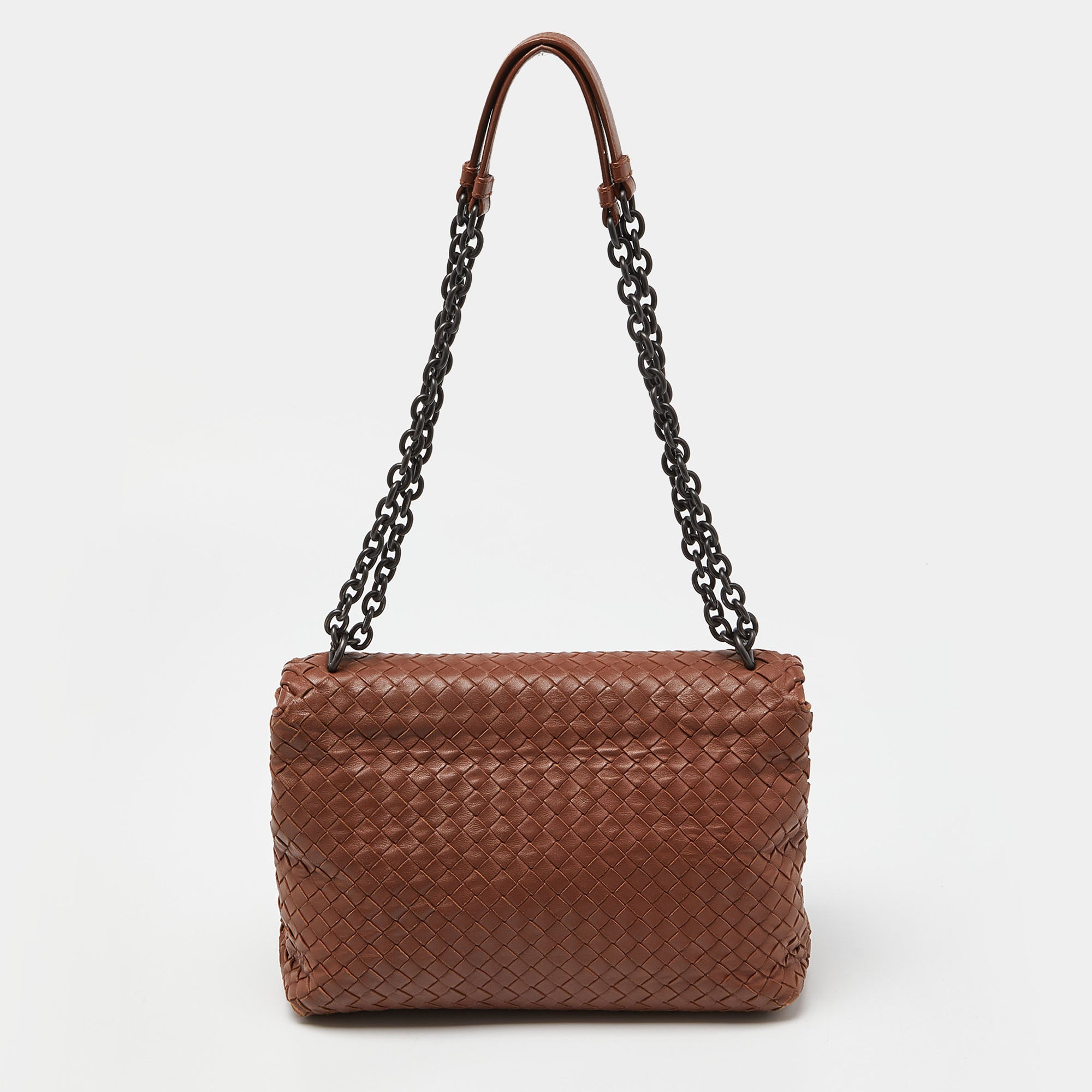 BOTTEGA VENETA Brown Intrecciato Leather Olimpia Shoulder Bag