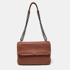 BOTTEGA VENETA Brown Intrecciato Leather Olimpia Shoulder Bag