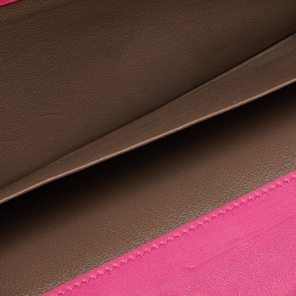 BOTTEGA VENETA Pink Intrecciato Leather Flap Continental Wallet