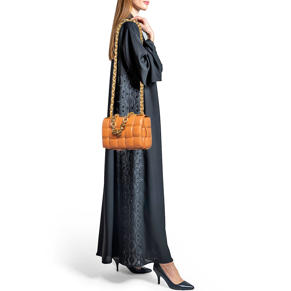BOTTEGA VENETA Brown Padded Leather Chain Cassette Shoulder Bag