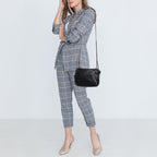 BOTTEGA VENETA Black Intrecciato Leather Nodini Double Zip Crossbody Bag