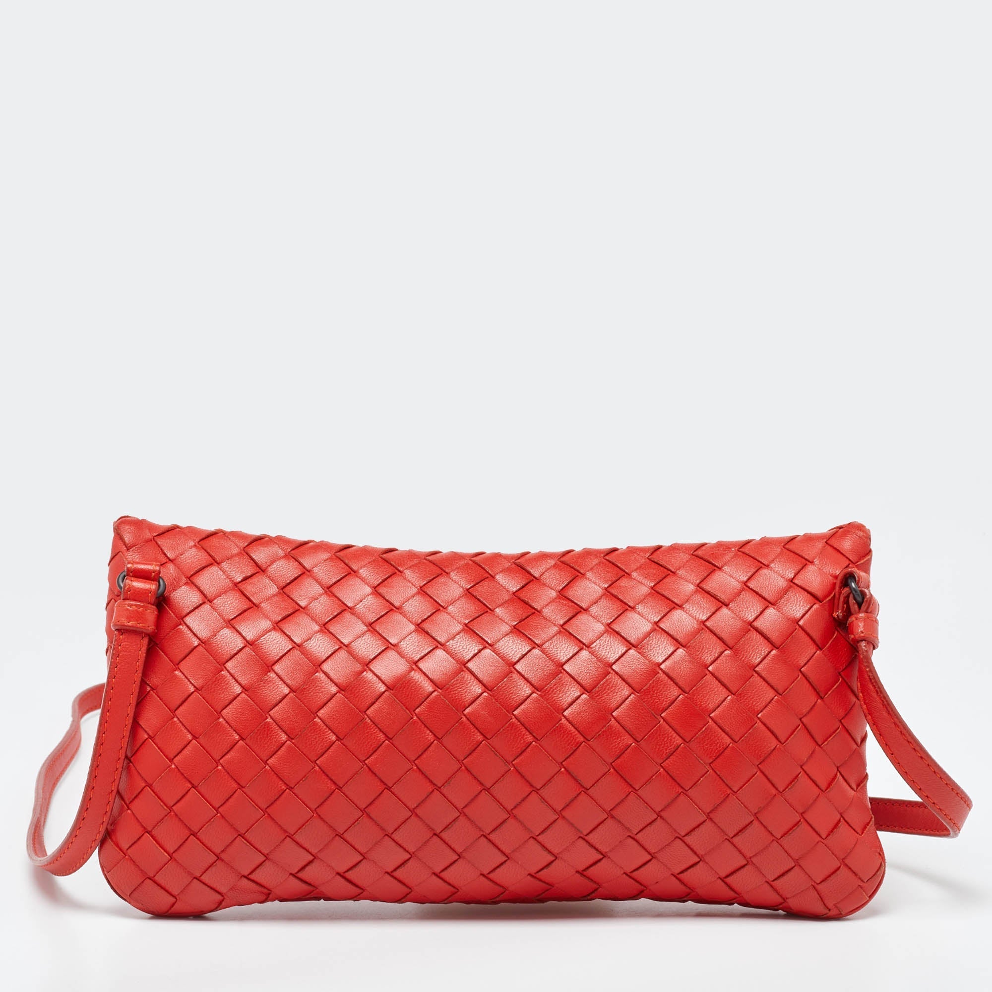 BOTTEGA VENETA Orange Intrecciato Leather Crossbody Bag