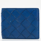BOTTEGA VENETA Blue Intrecciato Leather Bifold Wallet