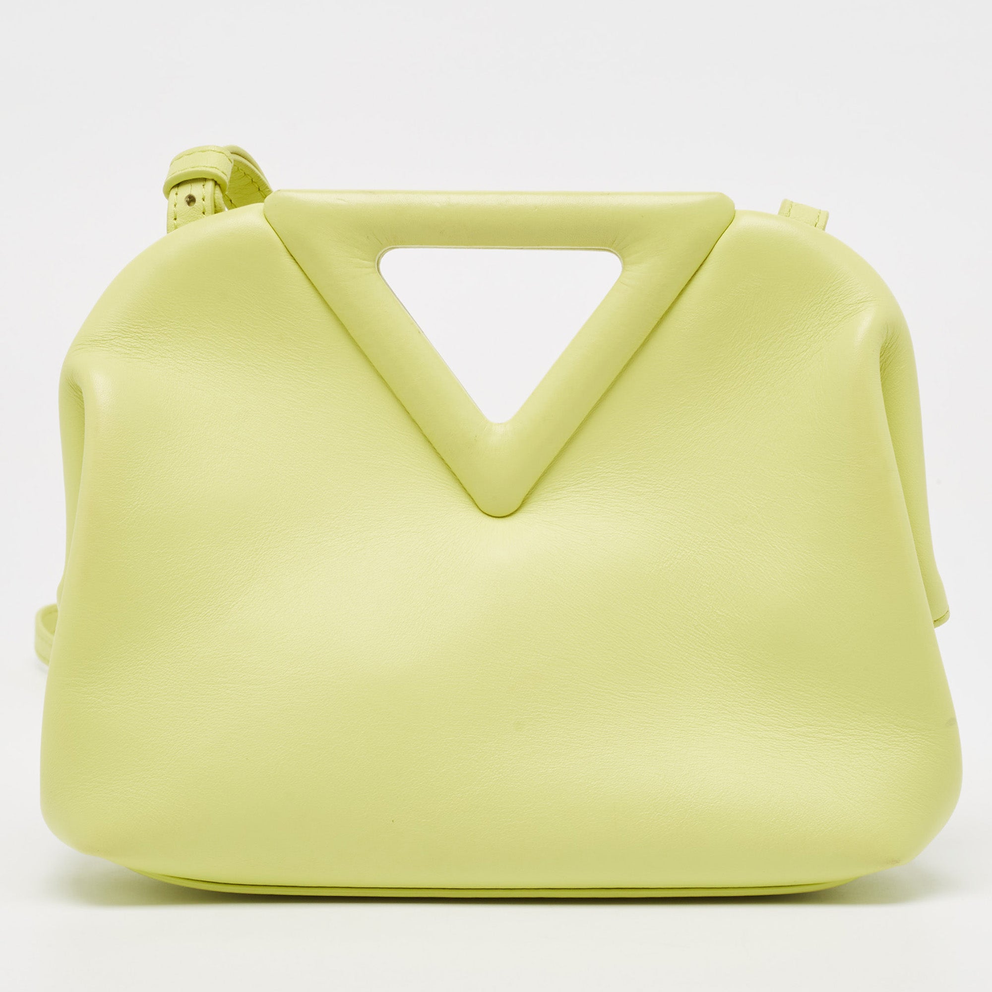 BOTTEGA VENETA Light Green Leather Small Point Shoulder Bag