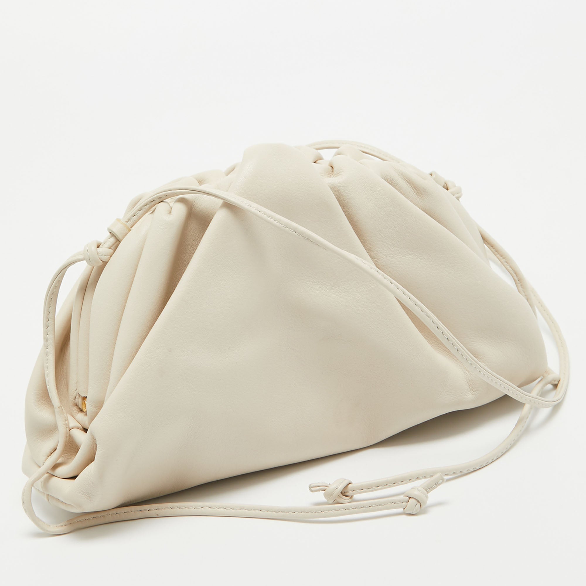 BOTTEGA VENETA Off White Leather Mini The Pouch Bag