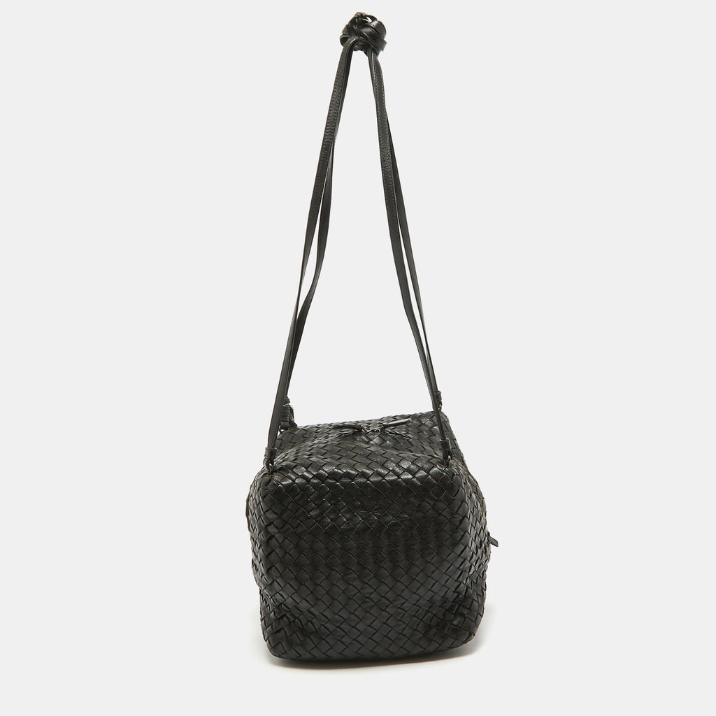 BOTTEGA VENETA Dark Choco Brown Intrecciato Leather Cube Shoulder Bag