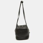 BOTTEGA VENETA Dark Choco Brown Intrecciato Leather Cube Shoulder Bag