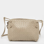 BOTTEGA VENETA Light Beige Intrecciato Leather Nodini Crossbody Bag