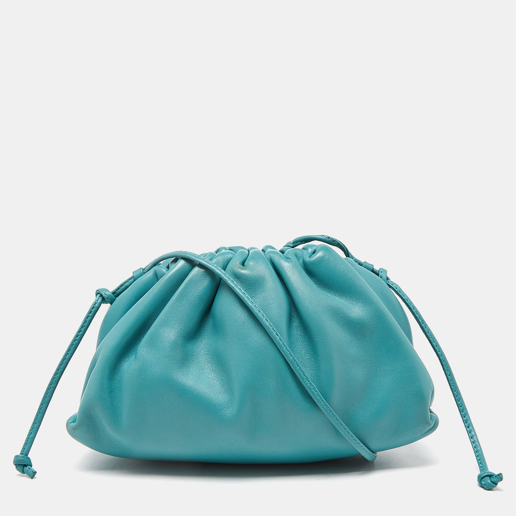 BOTTEGA VENETA Blue Leather Mini The Pouch Bag