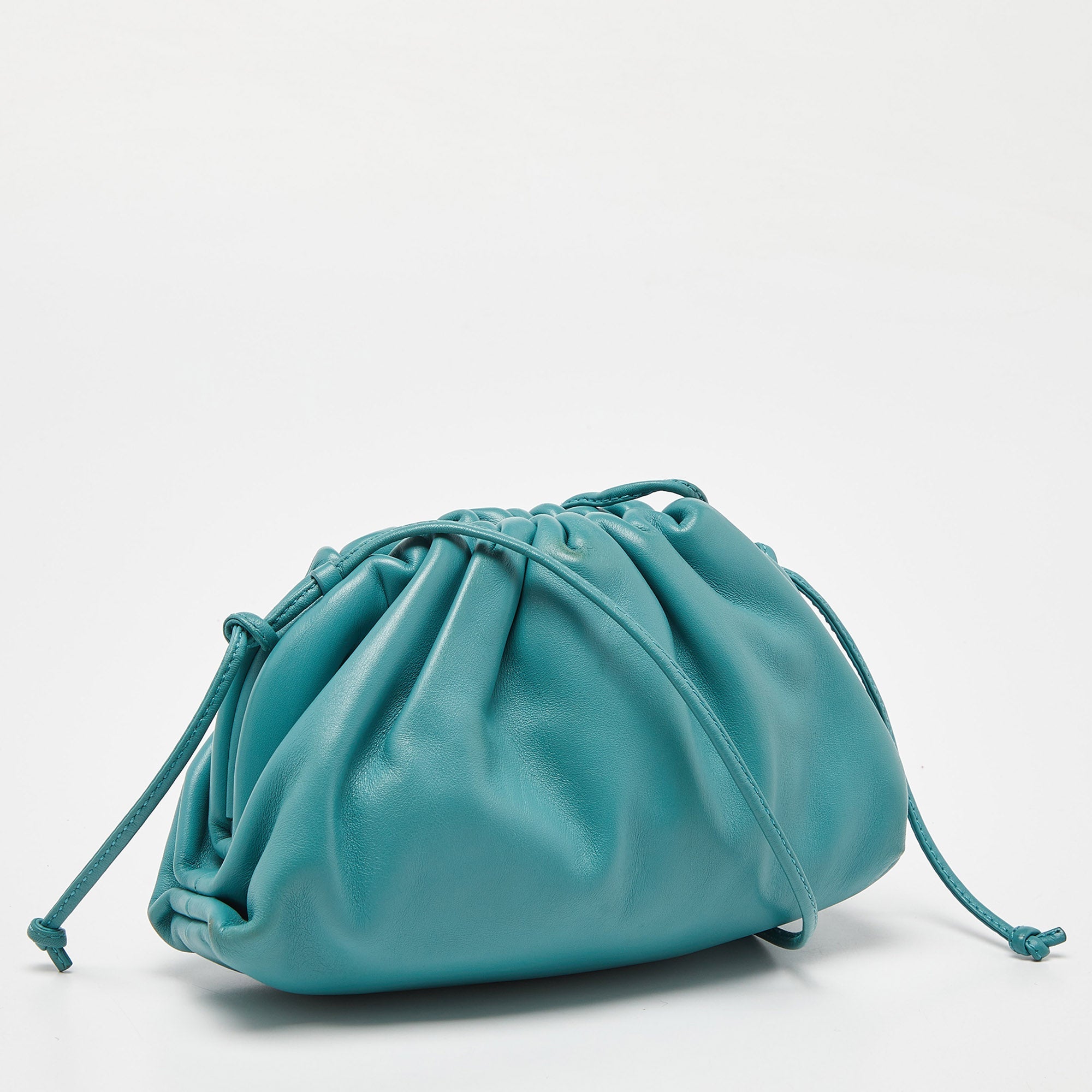 BOTTEGA VENETA Blue Leather Mini The Pouch Bag